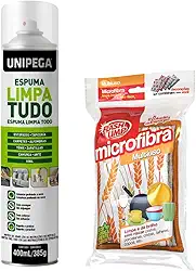 Espuma Mágica Limpa Tudo Sofá Paredes Tênis 400ml + Esponja Microfibra Multiuso