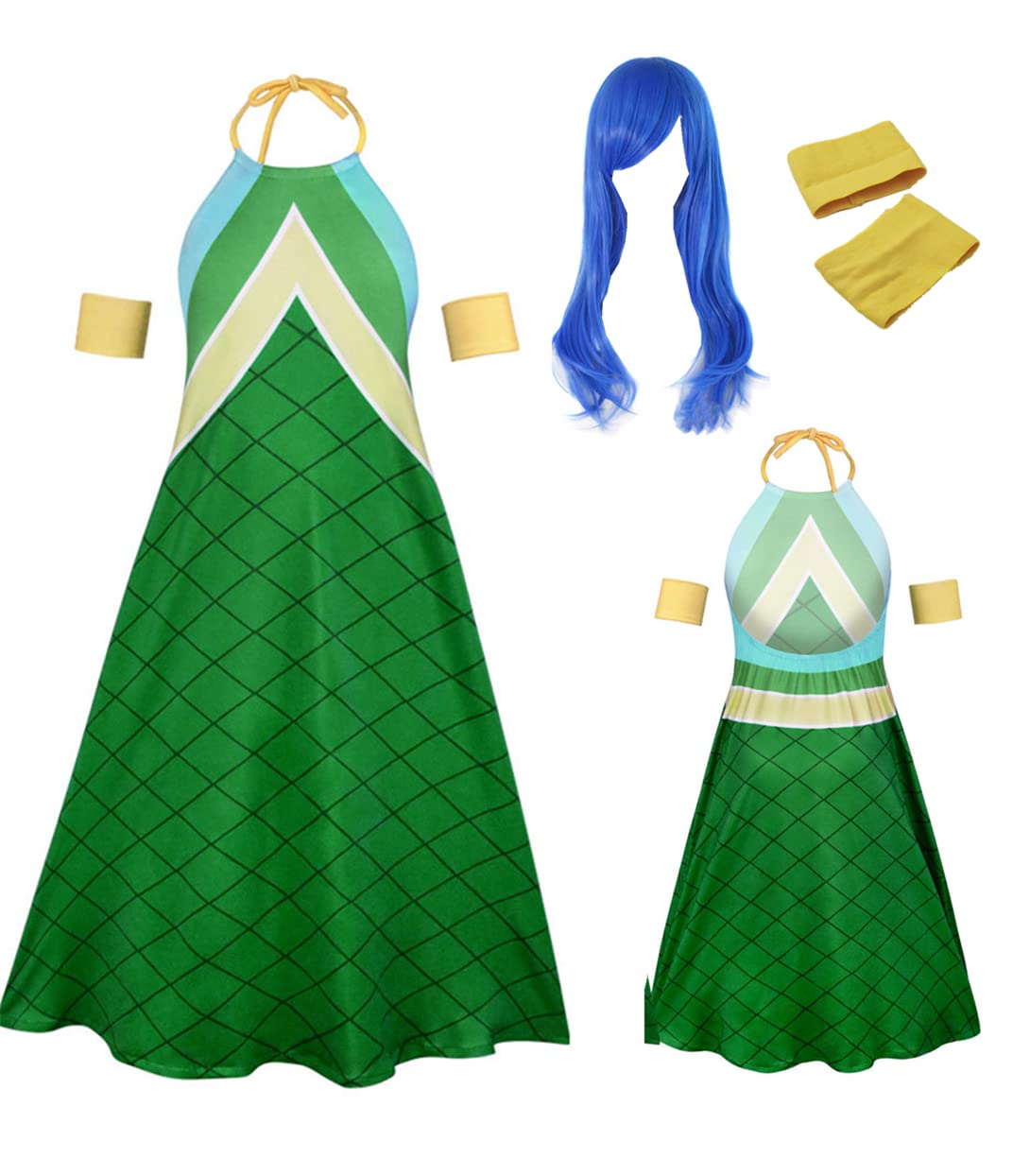 RZCOSYZH US size Anime Wendy Marvell Cosplay costumes Women's Green skirt suit