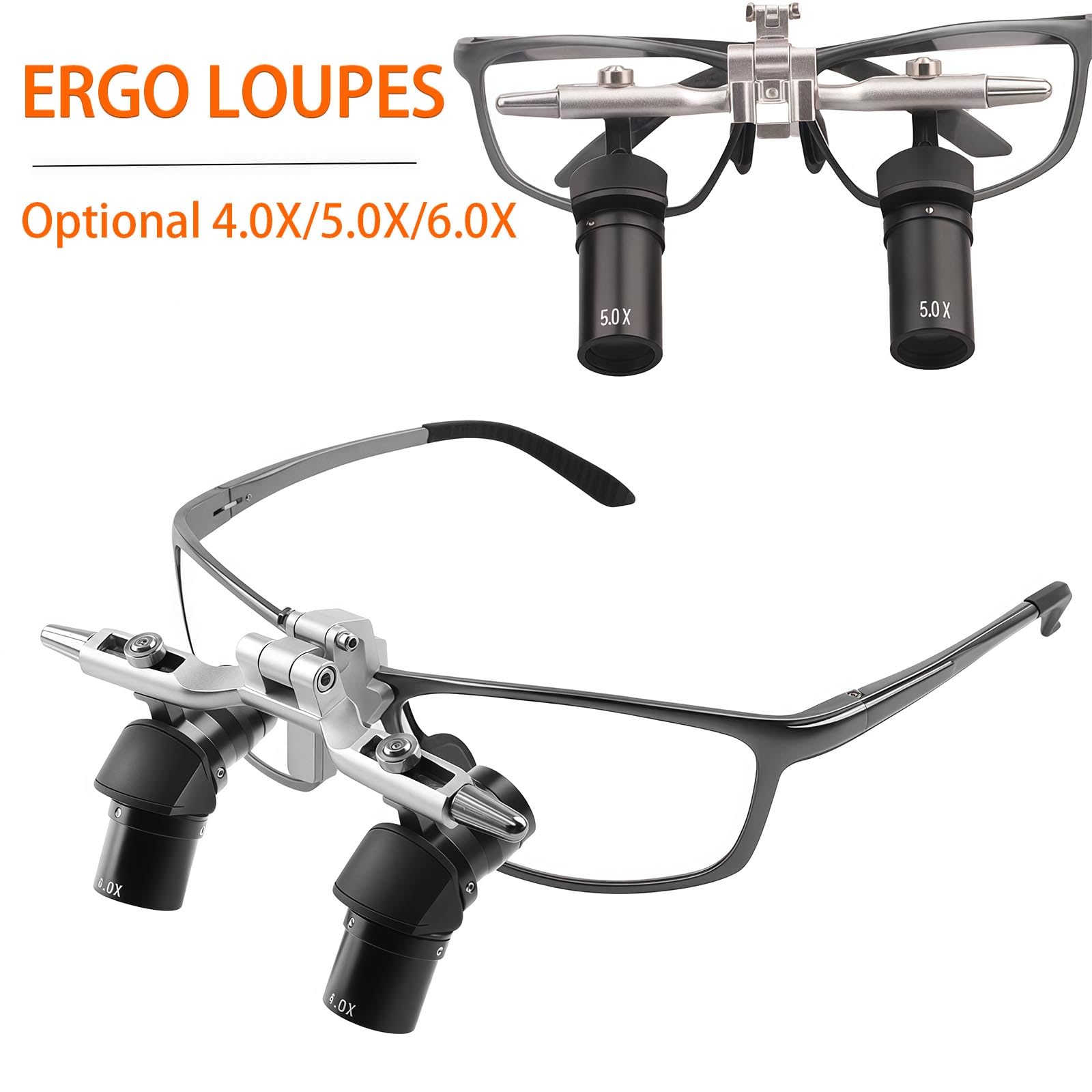Lente binoculare, lenti d'ingrandimento chirurgiche, distanza di lavoro regolabile, lenti Ergo 48° con faro LED da 5 W