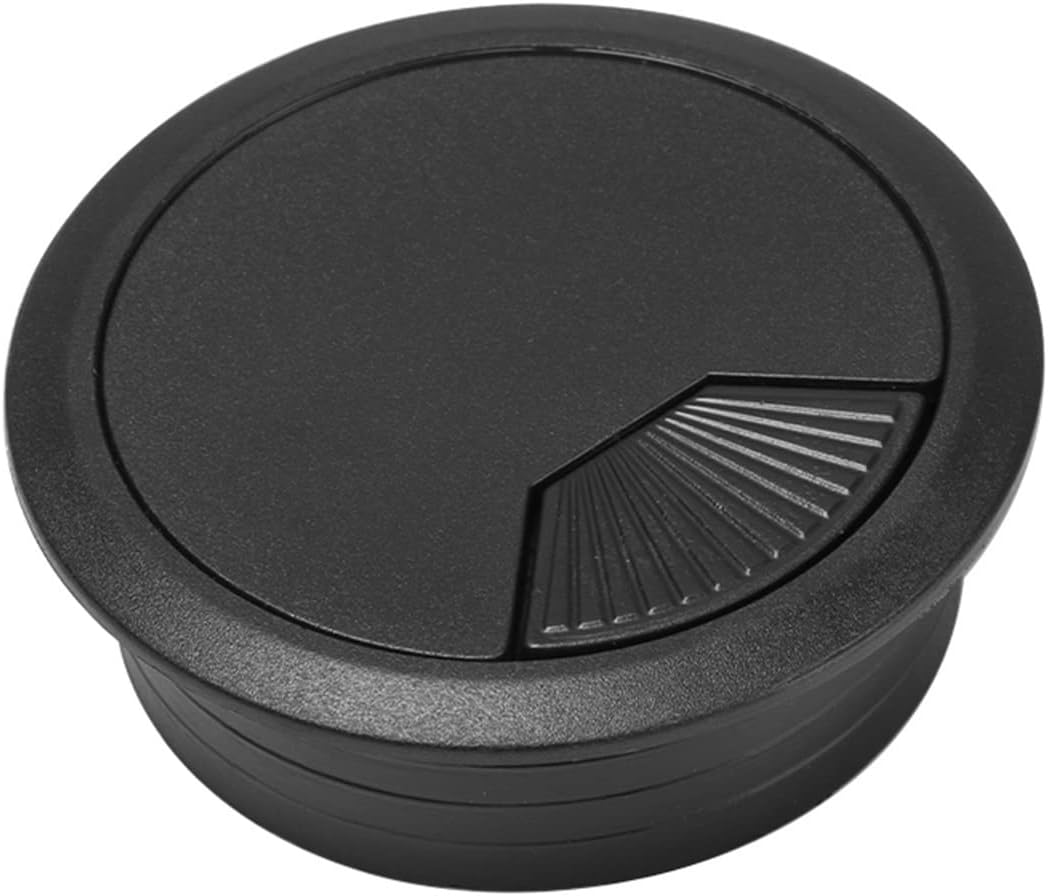 Desk Grommet,Cable Grommet Aluminum Alloy Office Table Desk Rectangle Wire Cable Grommet Hole Cover Outlet Port with Black Brush (Color : 80mm Grey) (Color : 60mm Black)