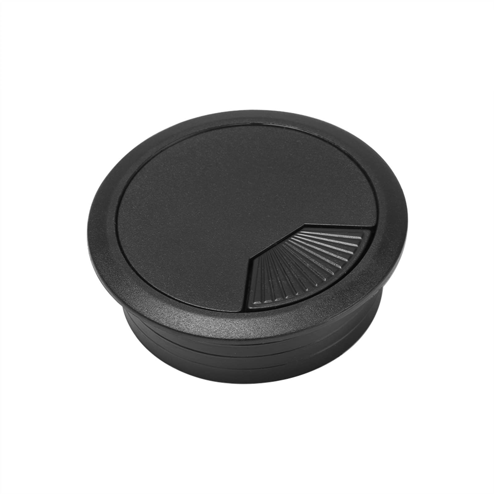 Sybnikolf 60Mm Black Desk Grommet Cable Grommet Aluminum Alloy Office Table Desk Rectangle Wire Hole Cover With Black Brush 53Mm Silver(60Mm Black)