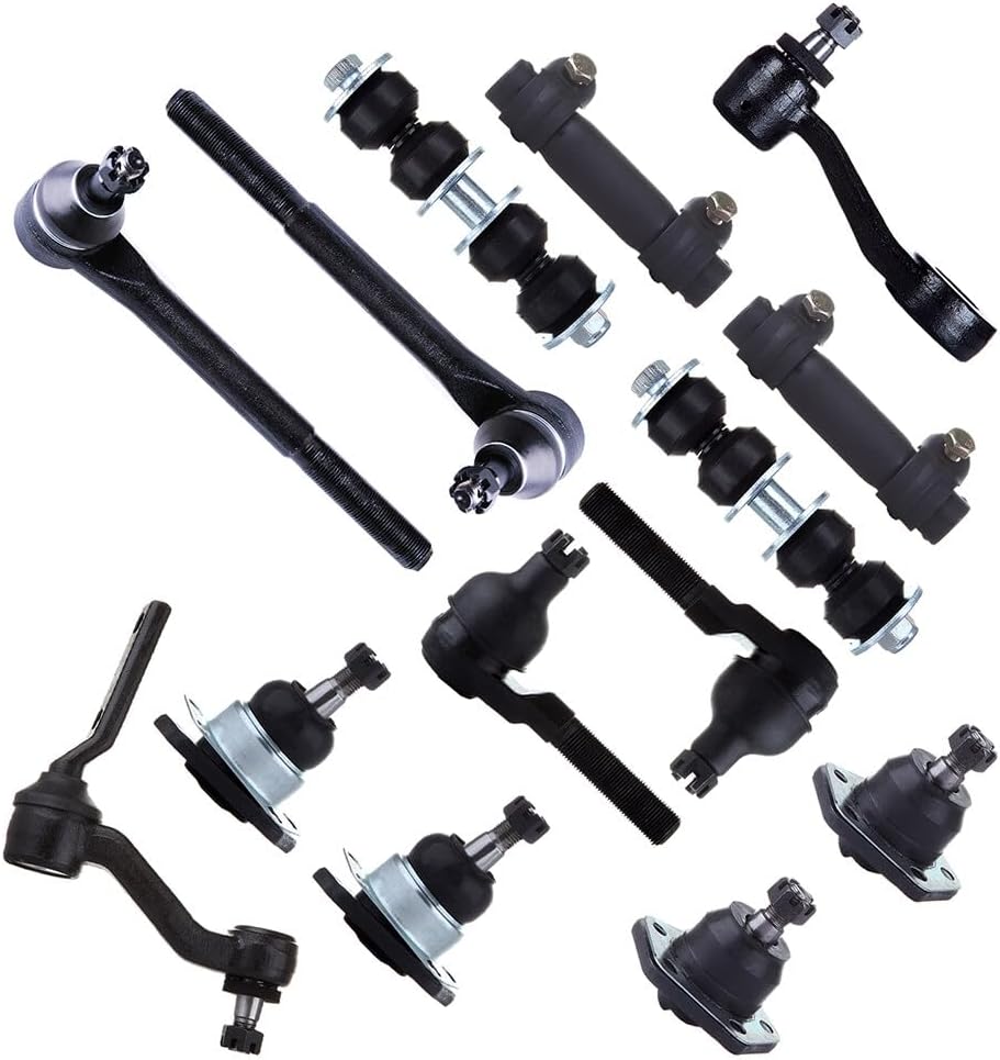 SCITOO 14pcs Front Suspension Kit Tie Rod Adjusting Sleeve Sway Bar Upper Lower Ball Joint Idler Arm Pitman Arm Fit 1998-2005 For Chevy Blazer 1998-2004 S10 1998-2001 For GMC Jimmy 1998-2004 Sonoma