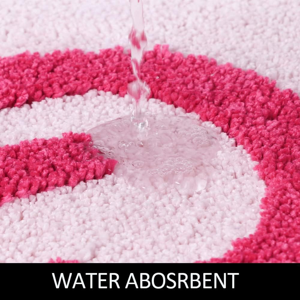 Get Naked Bath Mat Runner, 17 x 47 Inch Long Non Slip Absorbent Pink Bathroom Runner, Machine Washable Bath Rugs, Soft Naked Carpets for Bathroom Shower, Pink