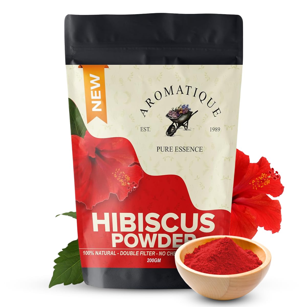 Aromatique Natural Hibiscus Powder, Hibiscus Powder for Hair, Conditioner, Reduce Hair Loss and Split Ends 200gms