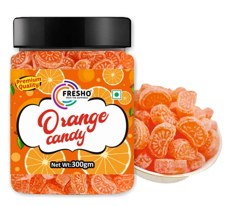 Fresho Orange Candy (Narangi Goli) Sour and Sweet Candy 300g Toffee-image-46