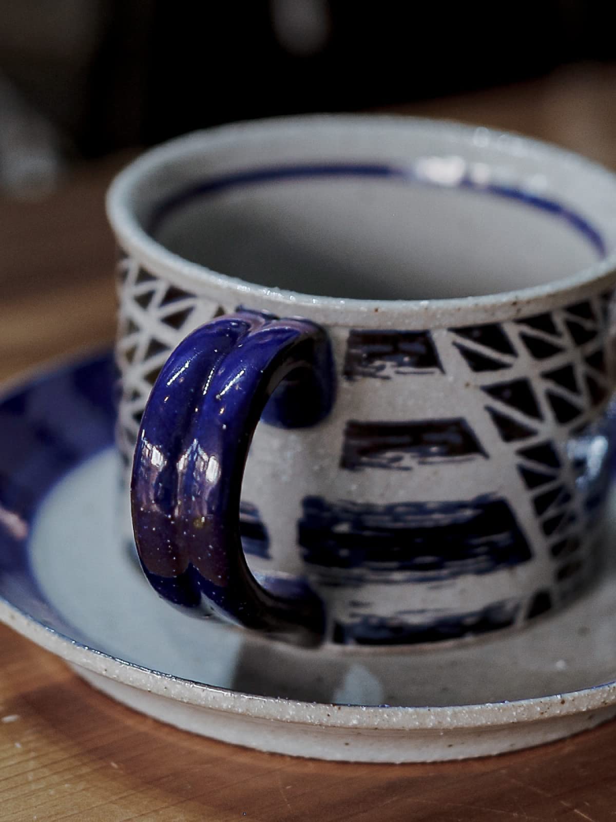 Kaffeetasse Tassen Kaffeebecher Tasse Mit Becher9,5 * 7,5 Cm Blau-Weiße, Handgefertigte, Grobe Keramik, Handbemalte Kaffeetasse Und Untertasse, Kleiner Luxus-Retro-Latte-Keramik-Pull-Blumenbecher Im