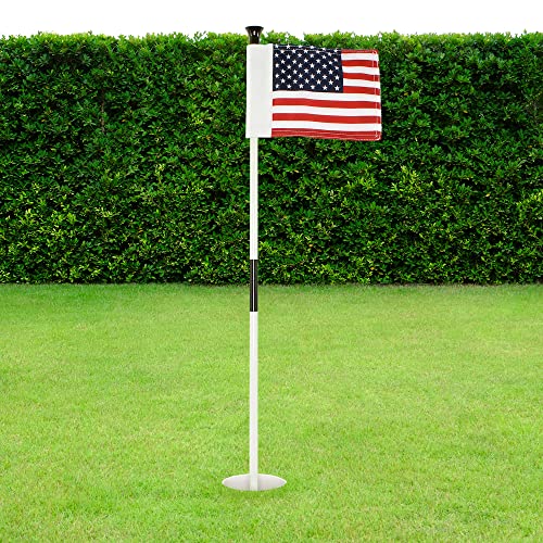 WATSY Golf Flagstick Set For Backyard Outdoor Patio Home Training With Putting Hole Cup Portable 2-Section Design (USA 1-Pack)