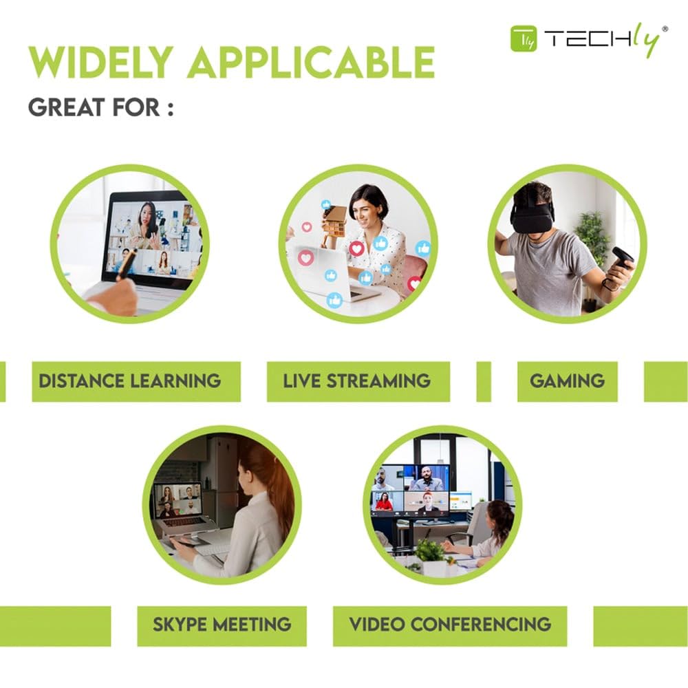 Techly 362725 Microfono USB Omnidirezionale da Conferenza con Tasto Muto Nero