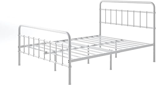 Miniatura 60 de Zinus Florence - Base de cama con plataforma de metal, base de colchón, no necesita somier, fácil montaje, blanco, tamaño matrimonial. Blanco,Negro