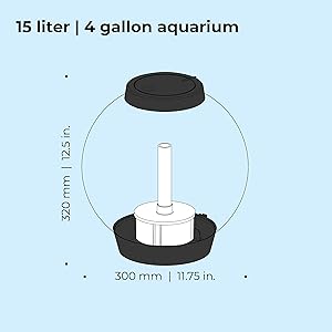 biOrb Classic 15 Acrylic 4-Gallon Aquarium with White LED Lights Modern Compact Tank for Tabletop or Desktop Display, Black-Trimmed Tank
