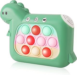 Tckoll Pop Kids Game Fidget Toy, Handheld Game for Kids 6-8, Quick Push Game, Light Up Pop Puzzle Game Sensory Fidget Toys with 4 Modes, Birthday Gifts for Boys & Girls Age 8-12(Green Dinosaur)