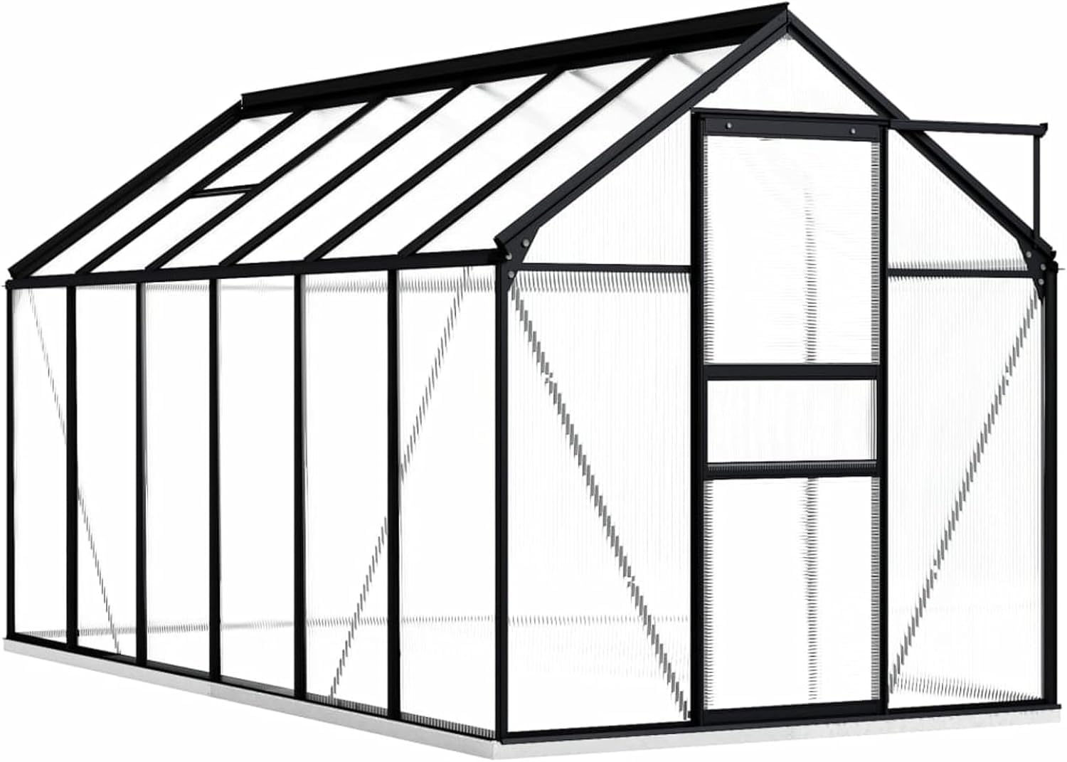 Szklarnia z ramą bazową, antracyt, aluminium, 7,03 m², szopa ogrodowa, przedszkole, ogród zimowy, podwórko, ciepłe rośliny domowe