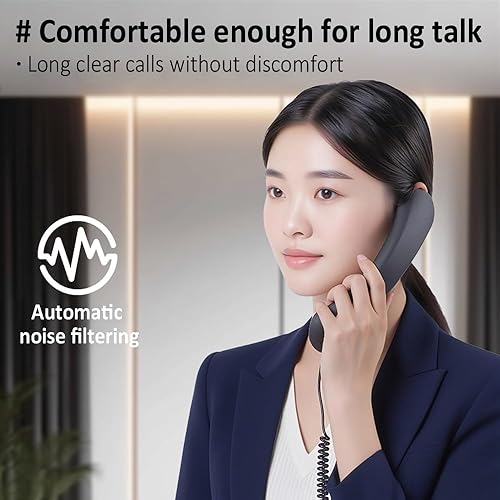 Miniatura 6 de Receptores de teléfono retro con enchufe USB-C para teléfono móvil, tableta, laptop, auriculares con botón de respuesta y llamada cómoda, gran