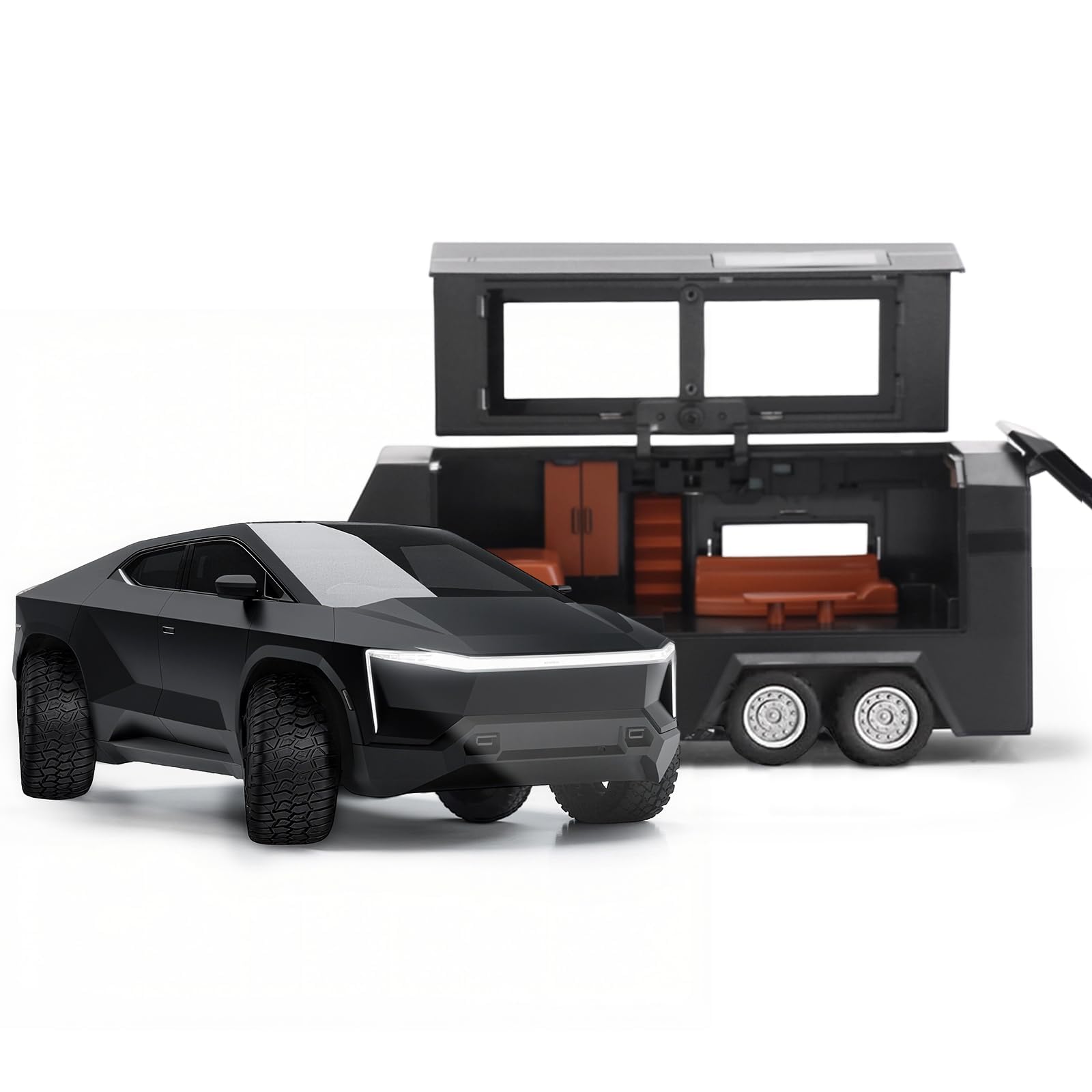 MODVKVK Tesla Truck 1:32 Model Car, Trucks Toy Car Motorhome Model Kit with Light & Music, Pull-Back Function, Alloy Die-Cast