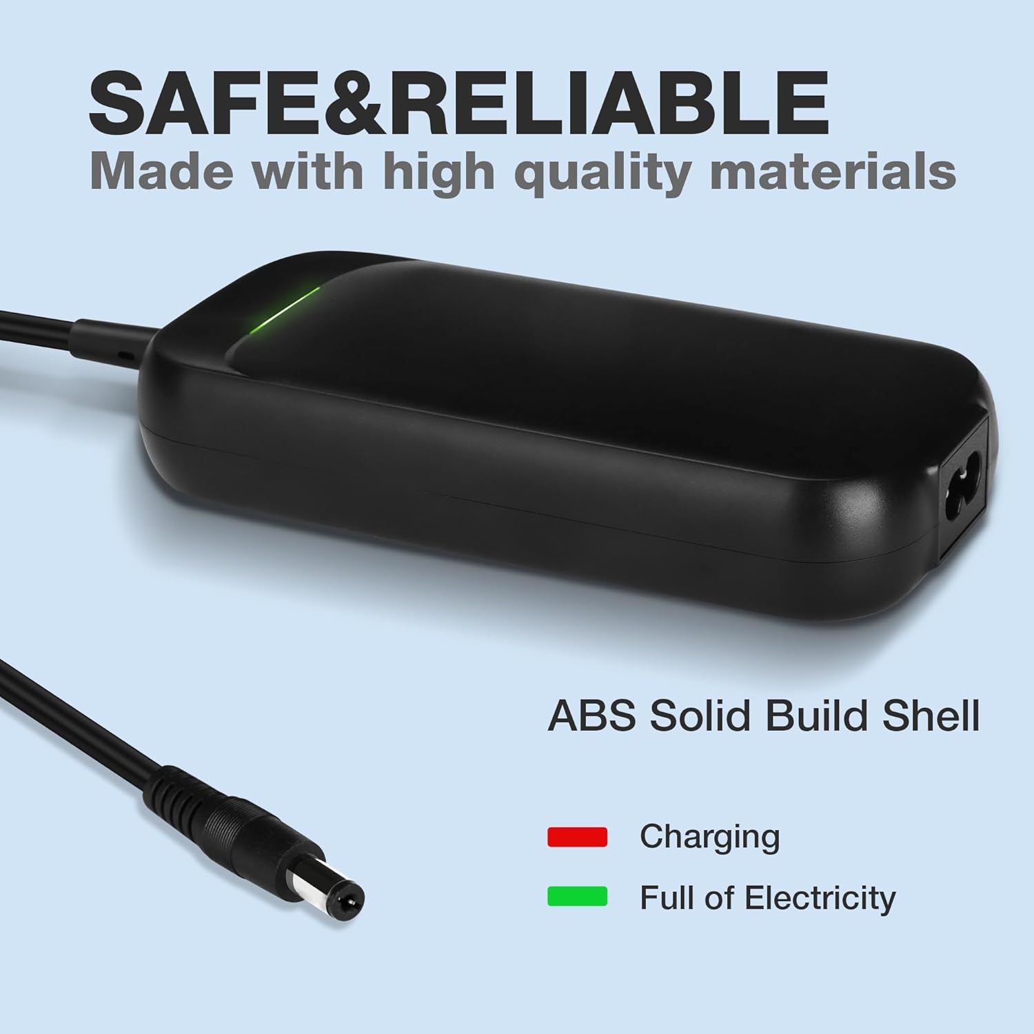 54.6V 2A Lithium Battery Charger 54.6V Power Supply for 48V 13S Battery of Electric Bike Pedicab Bicycle with DC 5.5mm 1 Prong Plug to 3-Pin Male XLR Connector