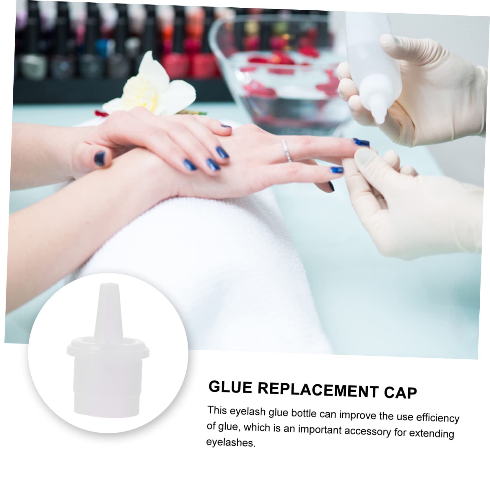 NULYLU 100pcs Lash Adhesive Bottle Nozzle Caps Eyelash Extension Replacement Head Universal Lash Bottle Tips