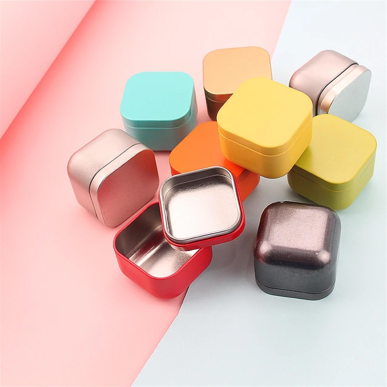 Iron Empty Square Candle Jars | Multicolor 12/24pcs Candle Making: Storage Containers With Lids(Red,24pcs)