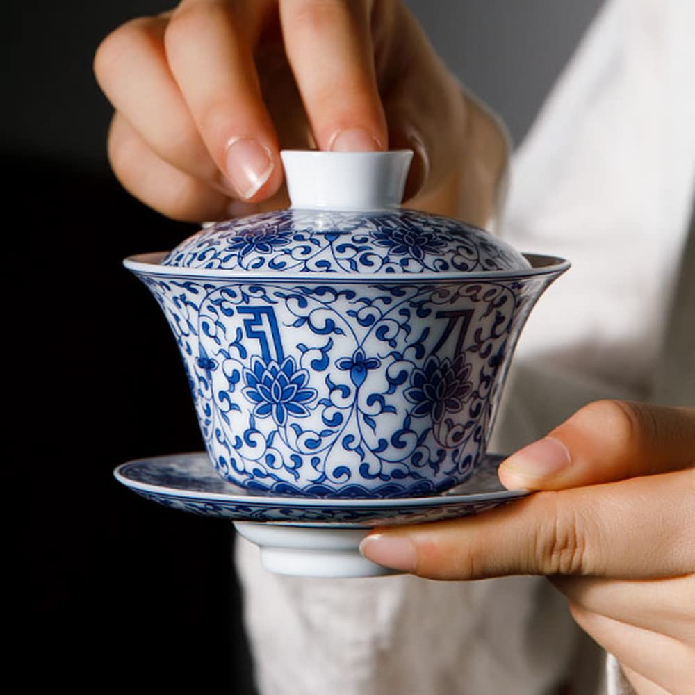 Chińskie filiżanki do herbaty, chiński zestaw do herbaty, 120 ml chińska porcelana Jingdezhen, miseczka do herbaty Gaiwan, zestaw do herbaty Kung Fu, ceremonia herbaty