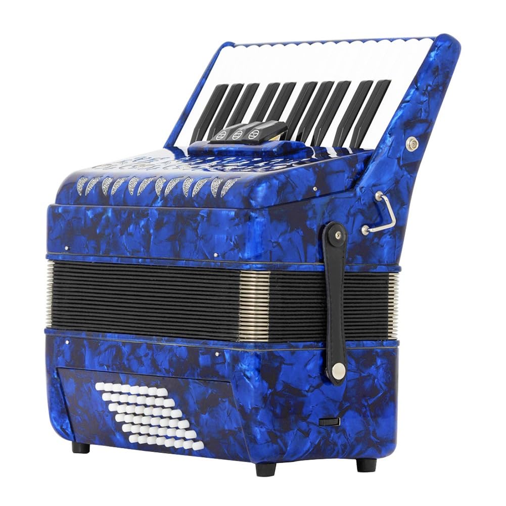 Fisarmonica Professionale, Fisarmonica a 26 Tasti 48 Bassi Strumenti a Tastiera Fisarmonica con Borsa per Tracolla per Performance/Insegnamento (Color : Blue)