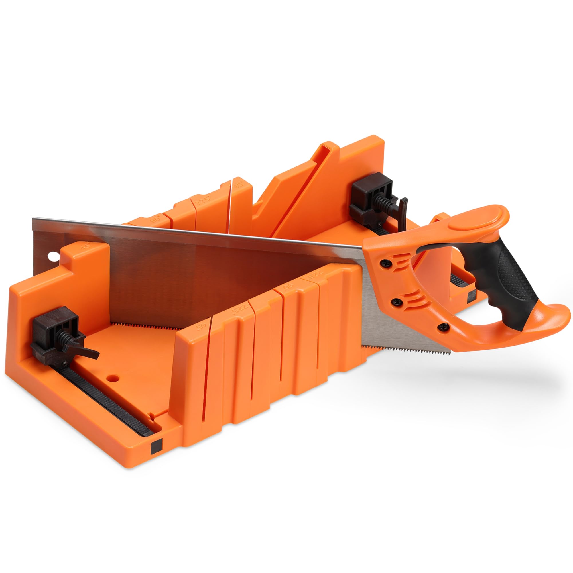 Navaris Boîte à onglets - Boîte à onglets avec scie 12" pour angle 22,5° 45° et 90° - Outil bricolage menuiserie modélisme petits travaux