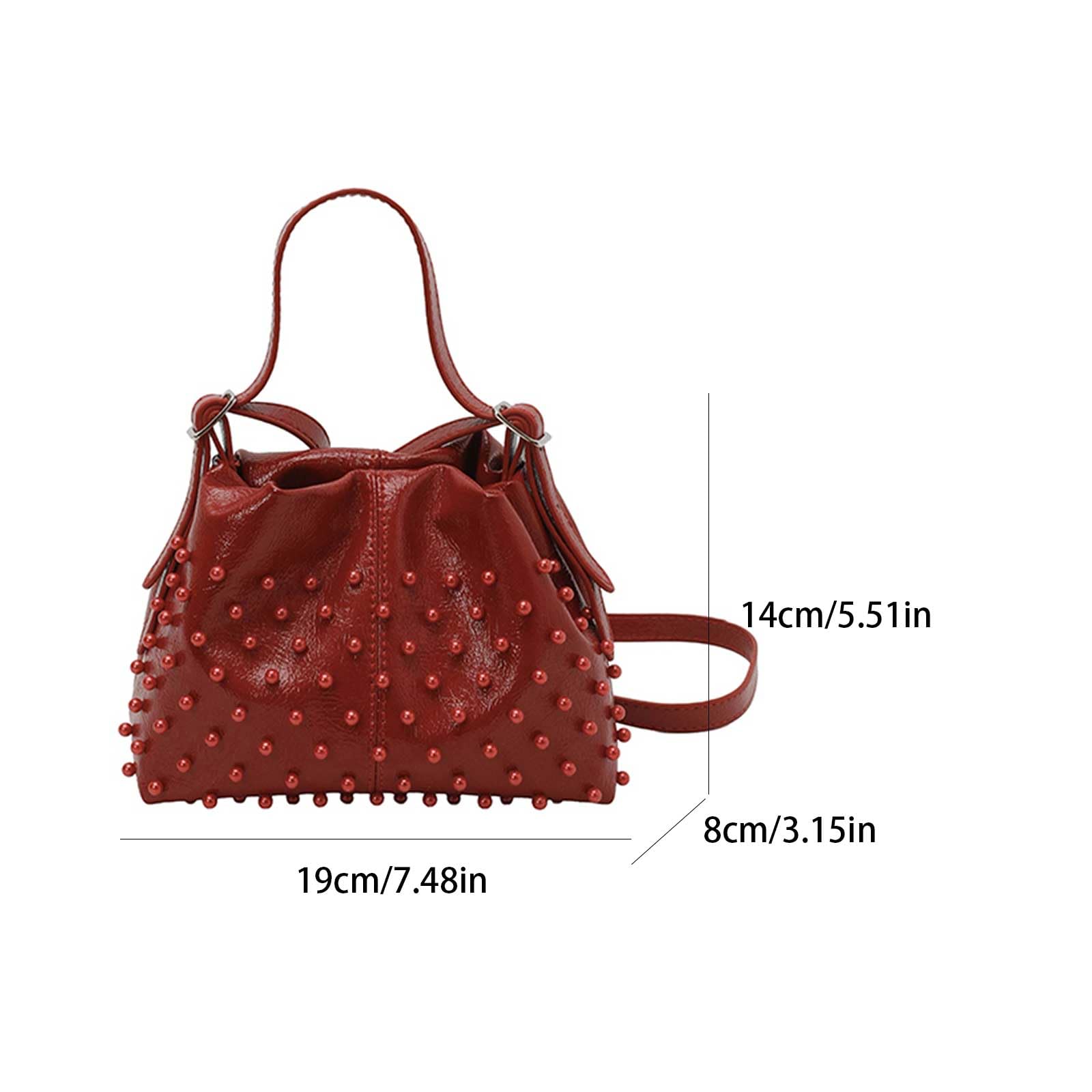 Bolso de piel sintética con cordón, bolso de mano con correa para el hombro,