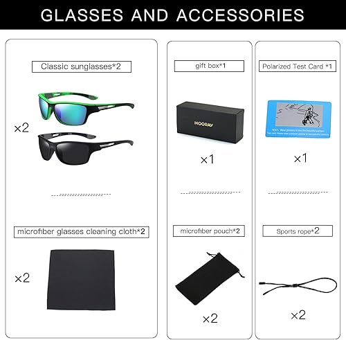 Miniatura 4 de MOORAY - Lentes de sol polarizados para hombre, protección frente a radiación UV, lentes de sol de moda para hombre, para pesca