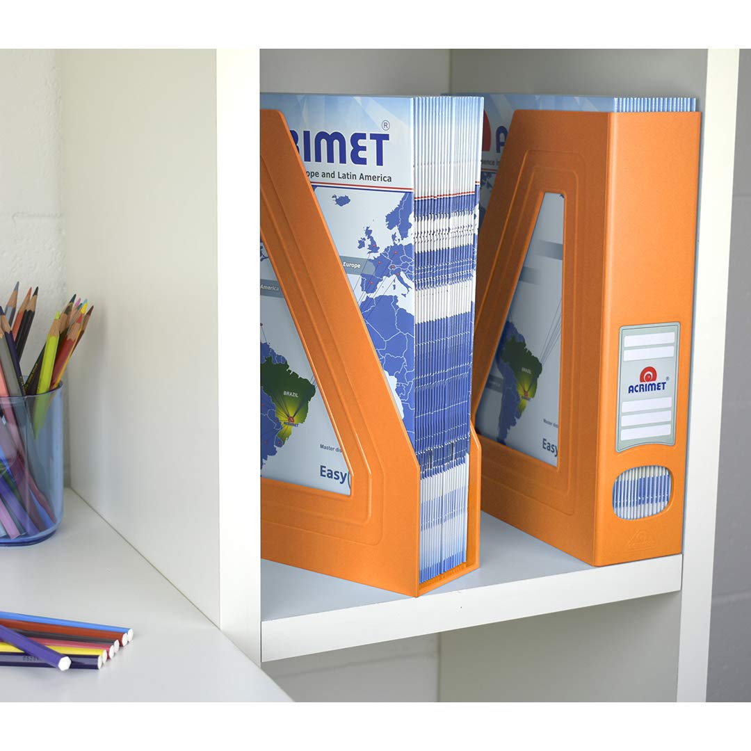 Acrimet Revistero de Escritorio Vertical, Naranja, Paquete de 2