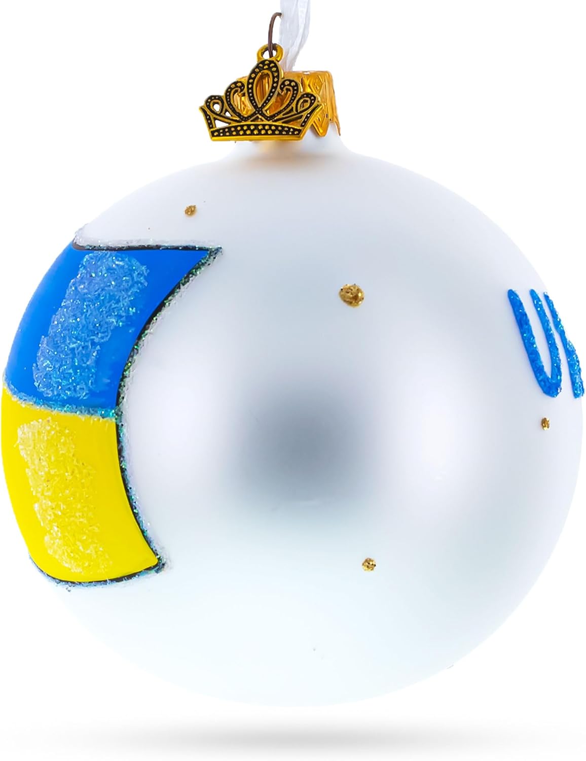 Flag of Ukraine Glass Ball Christmas Ornament 3.25 Inches - Image 3