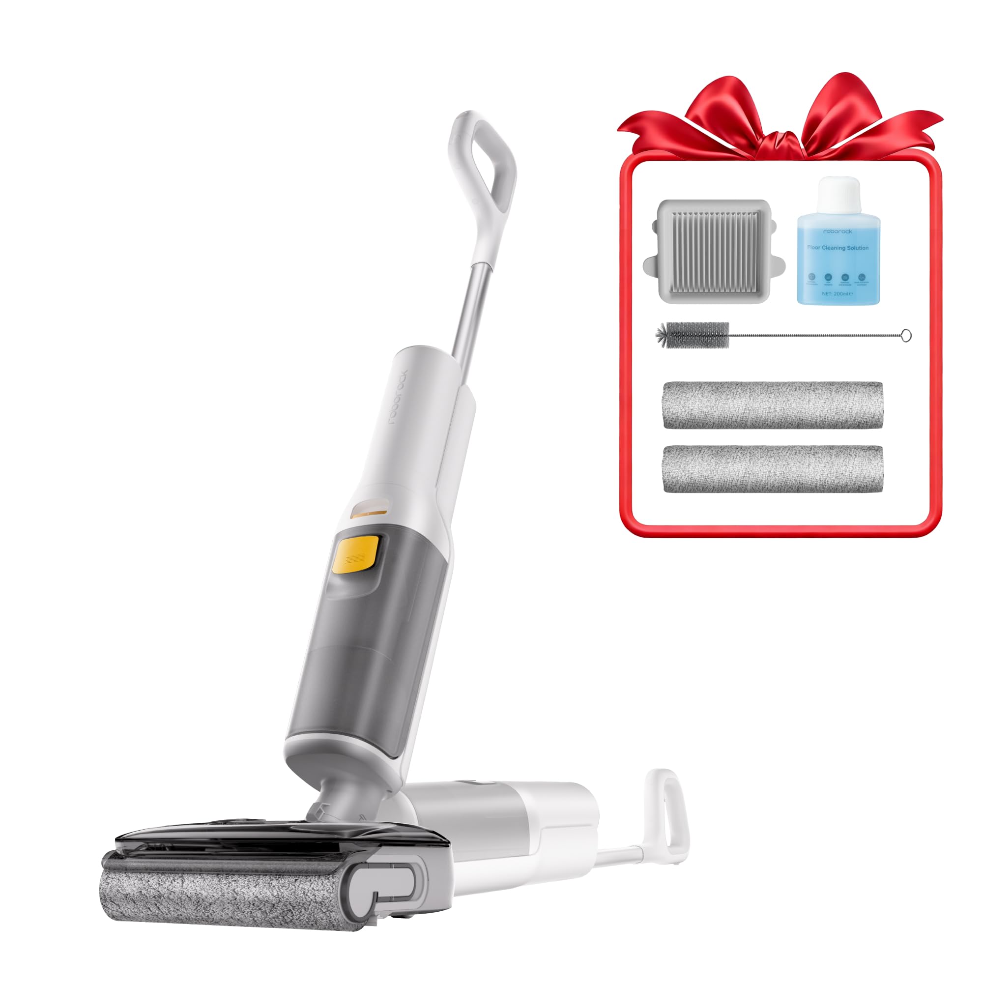 Roborock F25 GT Set - Aspiradora y trapeador inalámbrico en seco y húmedo, limpiador de suelos de 20000Pa para pisos de baldosas y suelos duros, mopa autolimpiante de 194°F con 180° de plano, 2