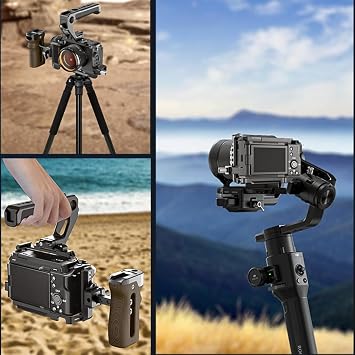 Camera Cage for Sony FX3/FX30 with Multiple 1/4 and 3/8 Threaded Holes and ARRI Positioning Points,Quick Release Bottom Plate and Could Shoe Mounts
