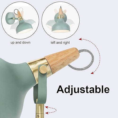 Miniatura 5 de Vintage Industrial Wall Sconce Plug in Adjustable Swing Arm Wall Light for Living Room Bedroom Hallway E26E27 Base Lighting(Green,13cm)