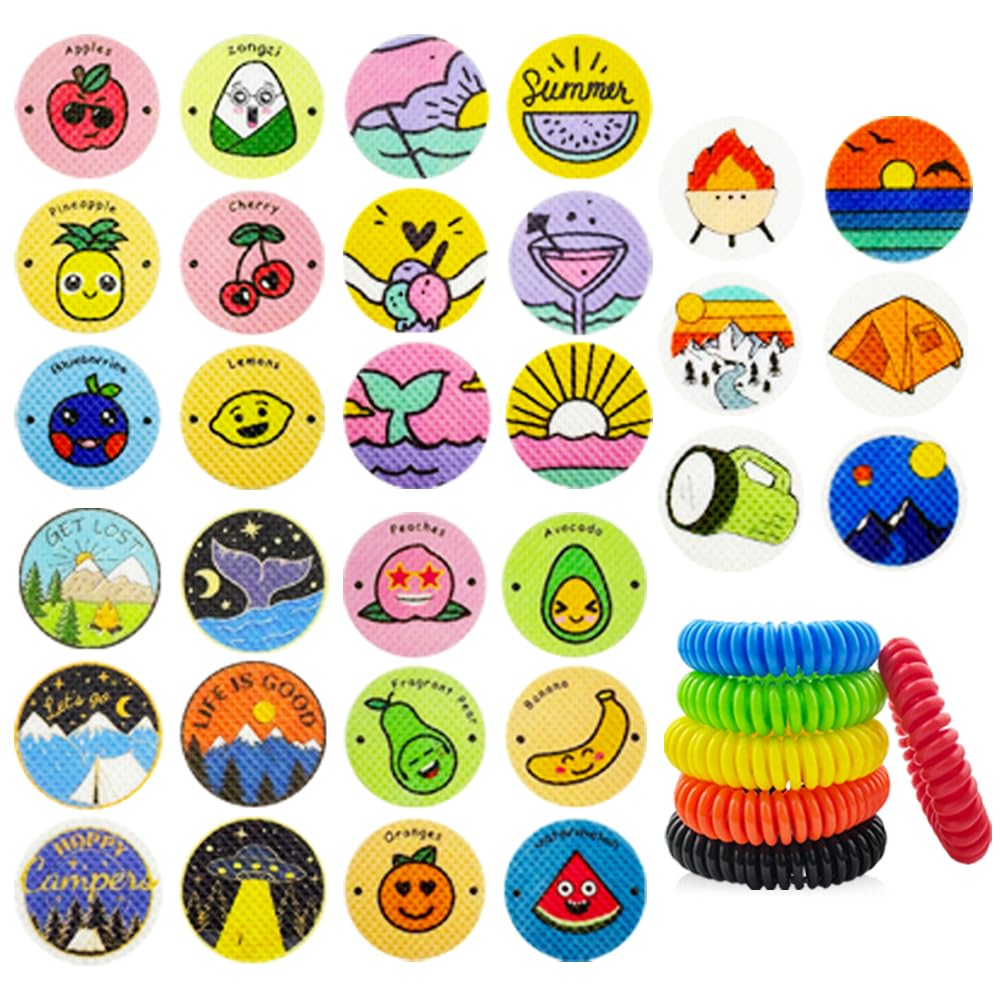 Mosquito Repellent Stickers, 300 Pack for Kids & Adults, Outdoor/Indoor, Natural Plant-Based, 6 Mosquito Bracelets Included