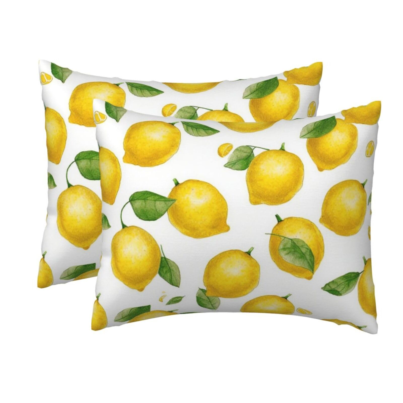 2 Pack Standard Size Pillow Cases for Hair and Skin Soft Breathable Pillow Case Covers with Hidden Zipper Yellow Lemon Pillowcase 20x26 Inches Pillow Cover for Sleeping Gift