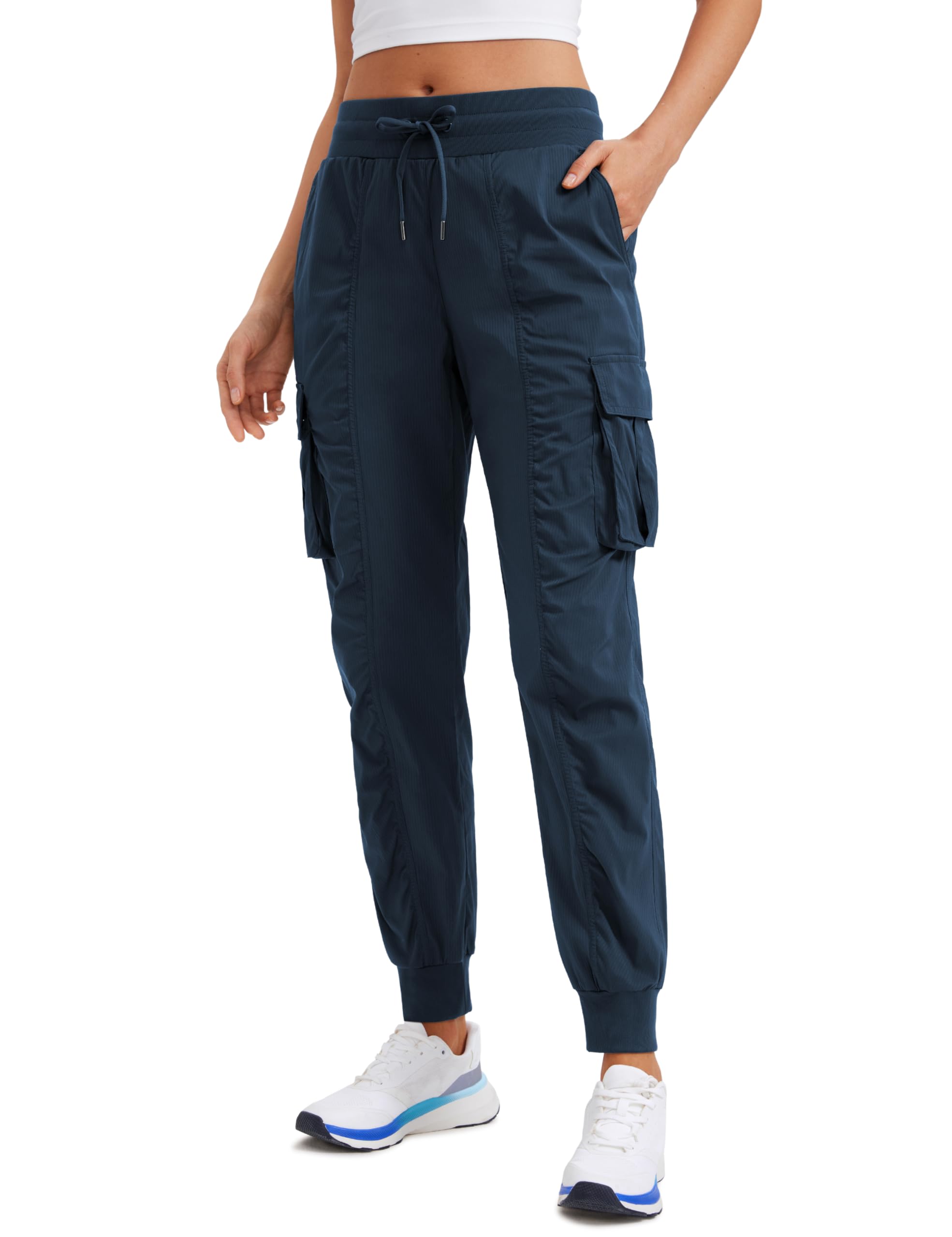 CRZ YOGA Cargo Joggers for Women Lightweight Ruched Workout Casual Travel Athletic Hiking Pants with Pockets