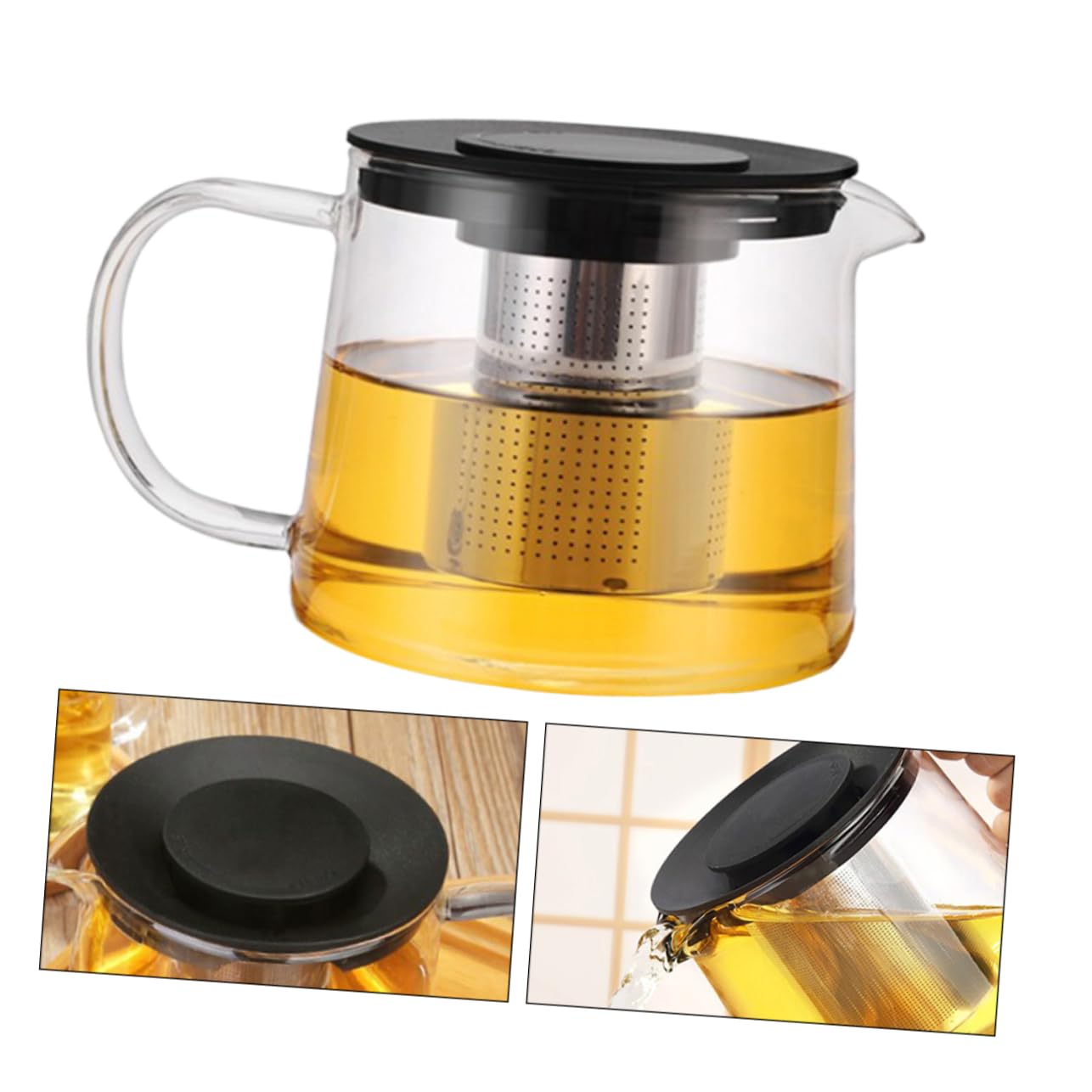 KICHOUSE 1500ml Heat Resistant Glass Teapot with Removable Stainless Steel Infuser for Loose Tea