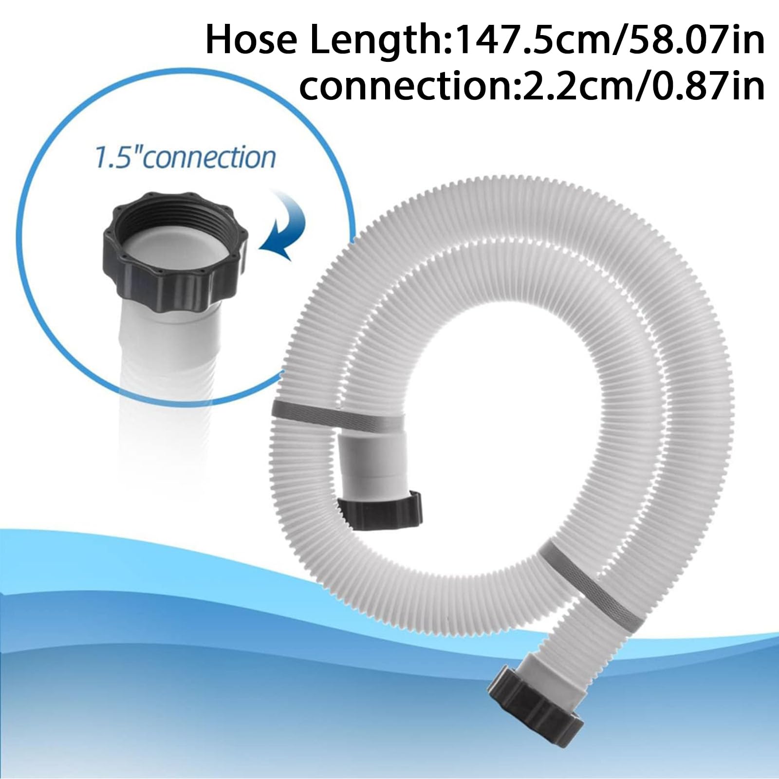 Conector adaptador de manguera de filtro de piscina de 1.5 pulgadas de diámetro para piscinas sobre el suelo y sistemas de agua salada