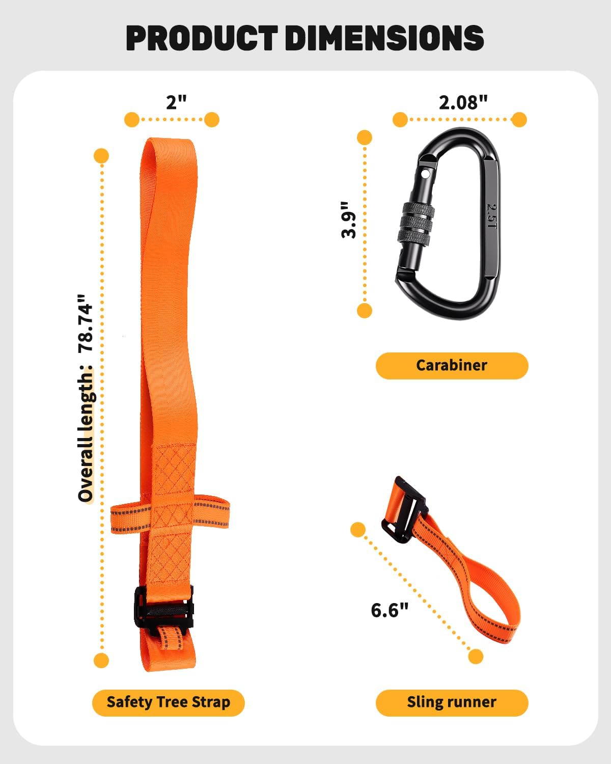 Kalkal 3 Pcs Heavy-Duty Tree Stand Harness Strap, Quick-Connect Treestrap for Tree Stand Harness Comfortable Hunting Gear