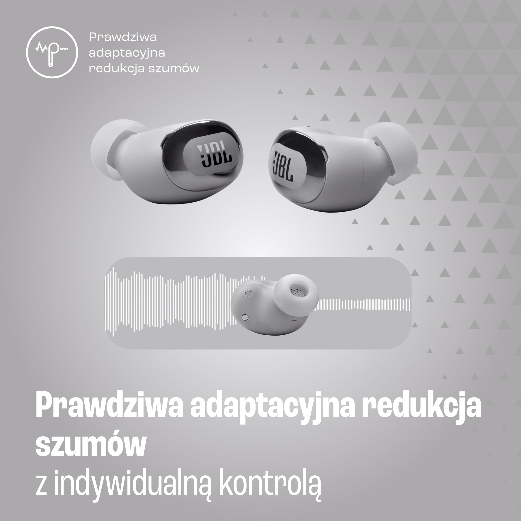 JBL Live Buds 3, Słuchawki Bezprzewodowe Douszne, Srebrne | Bluetooth, 40 h Pracy na Baterii, ANC i Dźwiękiem o Wysokiej Rozdzielczości, Wodoodporne IP55,