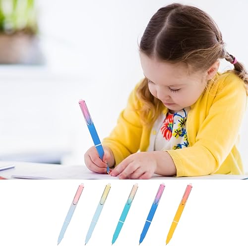 Miniatura 7 de 5 bolígrafos estilográficos retráctiles con 10 sacos de tinta, bolígrafos estilográficos recargables de color degradado, bolígrafo de escritura sin