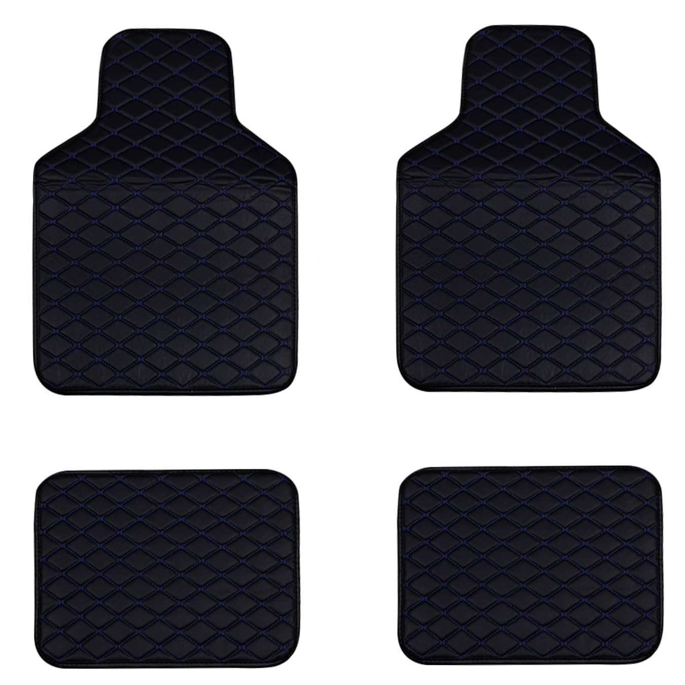 Mmpzz Black Blue Car Floor Mats For Jaguar F-Pace Hybrid Phev 2021-2025, Waterproof And Non-Slip Leather Floor Mats, Car Floor Mat Accessories,