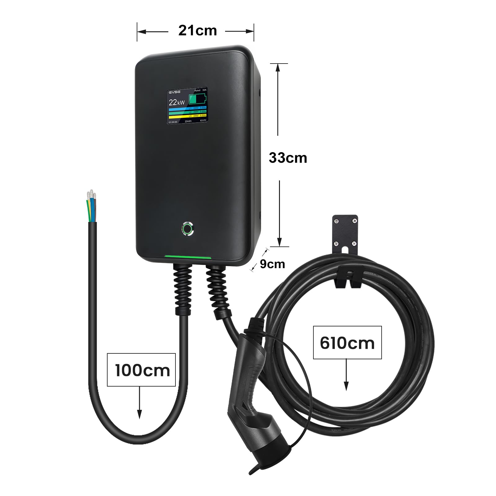 32A Wallbox EV trifásica Estación de Carga para Coches eléctricos (22KW Mode C)