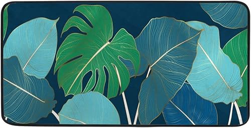 Alfombras de cocina para suelo, antideslizantes, antideslizantes, acolchadas, para fregadero, oficina, escritorio, lavandería, hojas doradas,