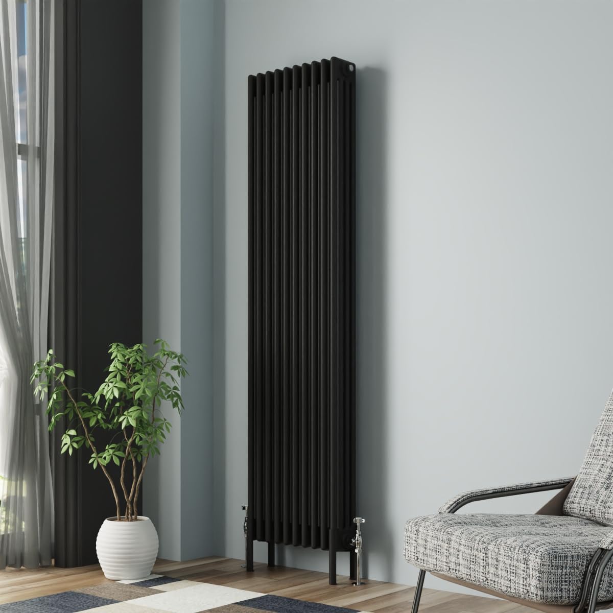 Nrg Black Traditional Cast Iron Radiator Four Column 1800X470mm Interior Designer Bathroom Radiators