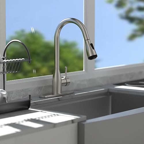 Miniatura 4 de Grifos de cocina con rociador extraíble, grifos de fregadero de cocina de latón macizo, giro de 360 grados, manguera flexible de 12 pulgadas, grifo