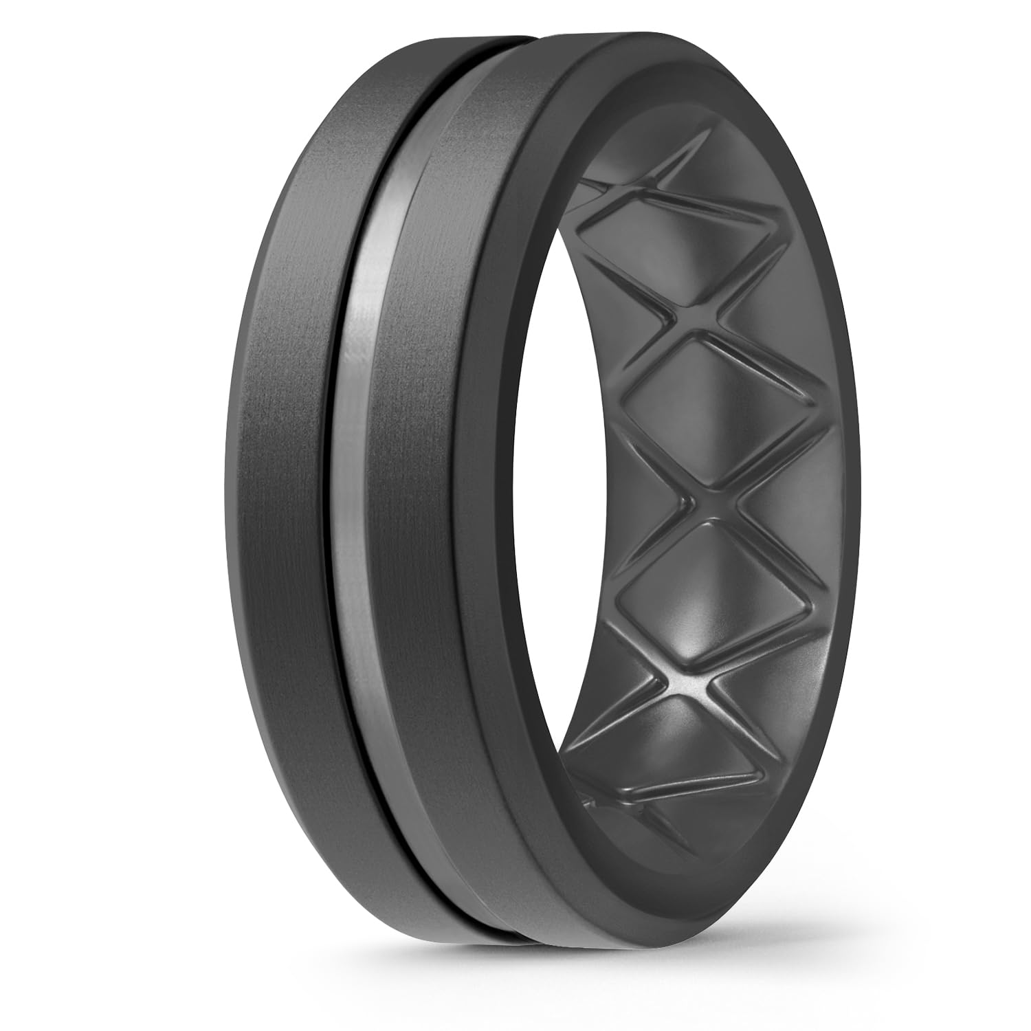 Egnaro Men's Silicone Ring 1/4/6 Multipack, Workout Travel Rubber Wedding Bands For Him, 8mm Width 2mm Thickness