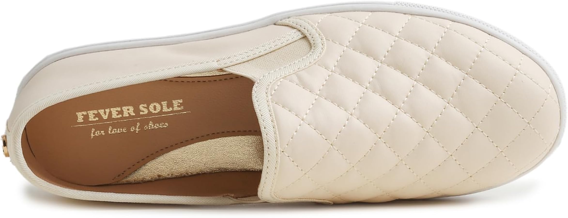 Gold Quilted Slip-On Loafers with Flat Sole Loafers Gold Flats for Women for sale | eBay main image 3