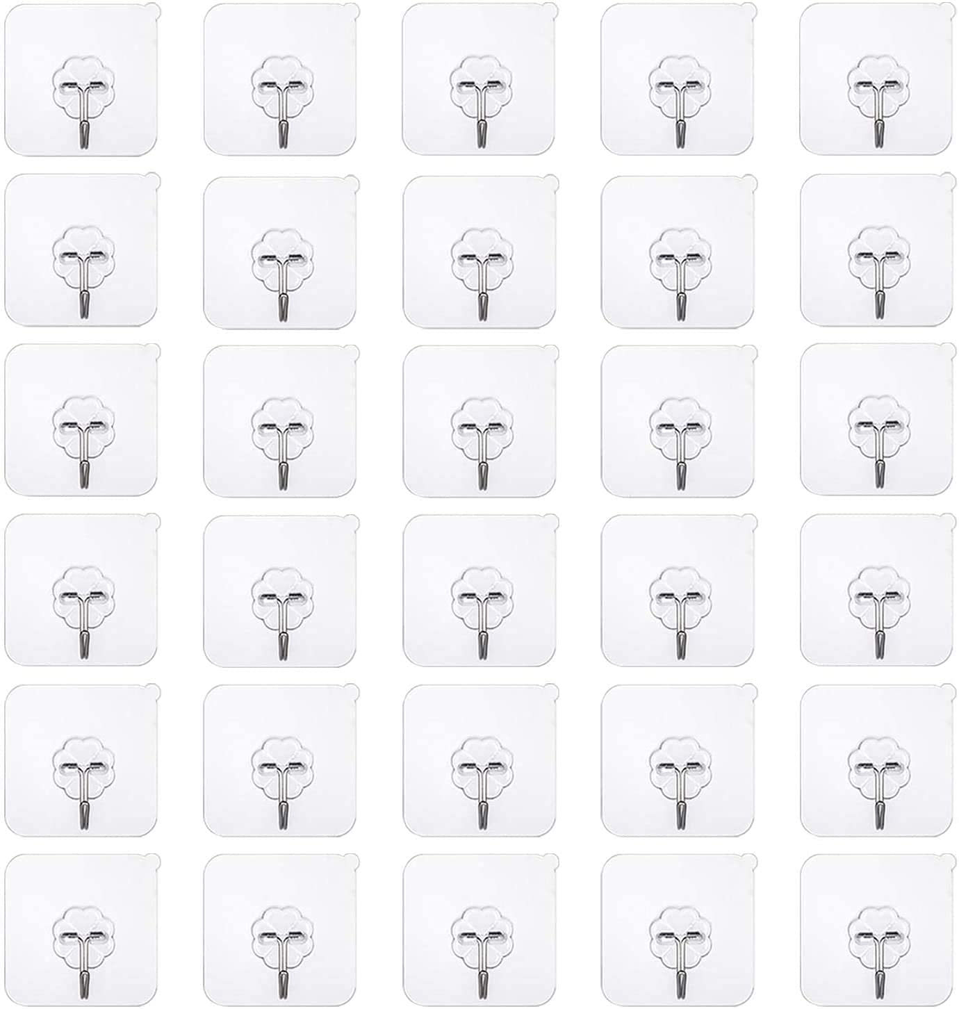 DERDOUT 24pcs Self Adhesive HookSelf Stick Heavy Duty Wall Hook Stick for Door Kitchen Bathroom Office Closet Seamless Hooks Transparent Waterproof and Oilproof