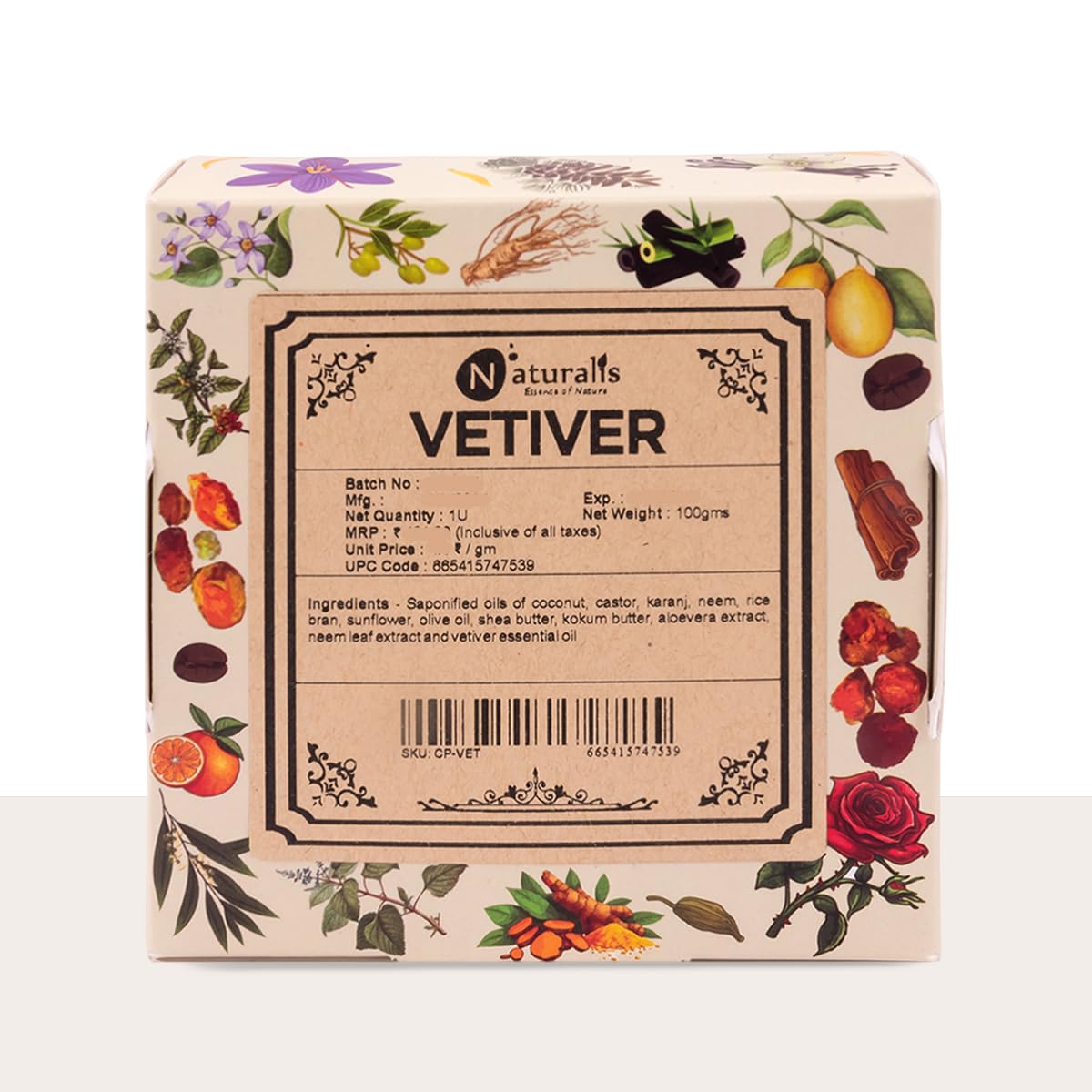Vetiver Soap โ Handmade Cold-Pressed Soap with Pure Vetiver Oil โ Natural, Luxury Soap for Deep Cleansing, Moisturizing, and Skin Revitalization, 100g Pack of 1
