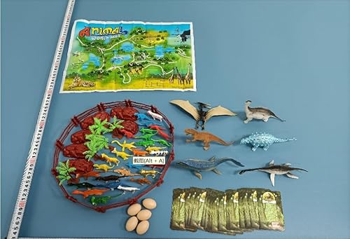 Miniatura 2 de Juego de 87 piezas de imitación de goma suave mini dinosaurio juguete estegosaurio pterosaurio tiranosaurio Rex, 3-6-9 años niños cumpleaños pastel
