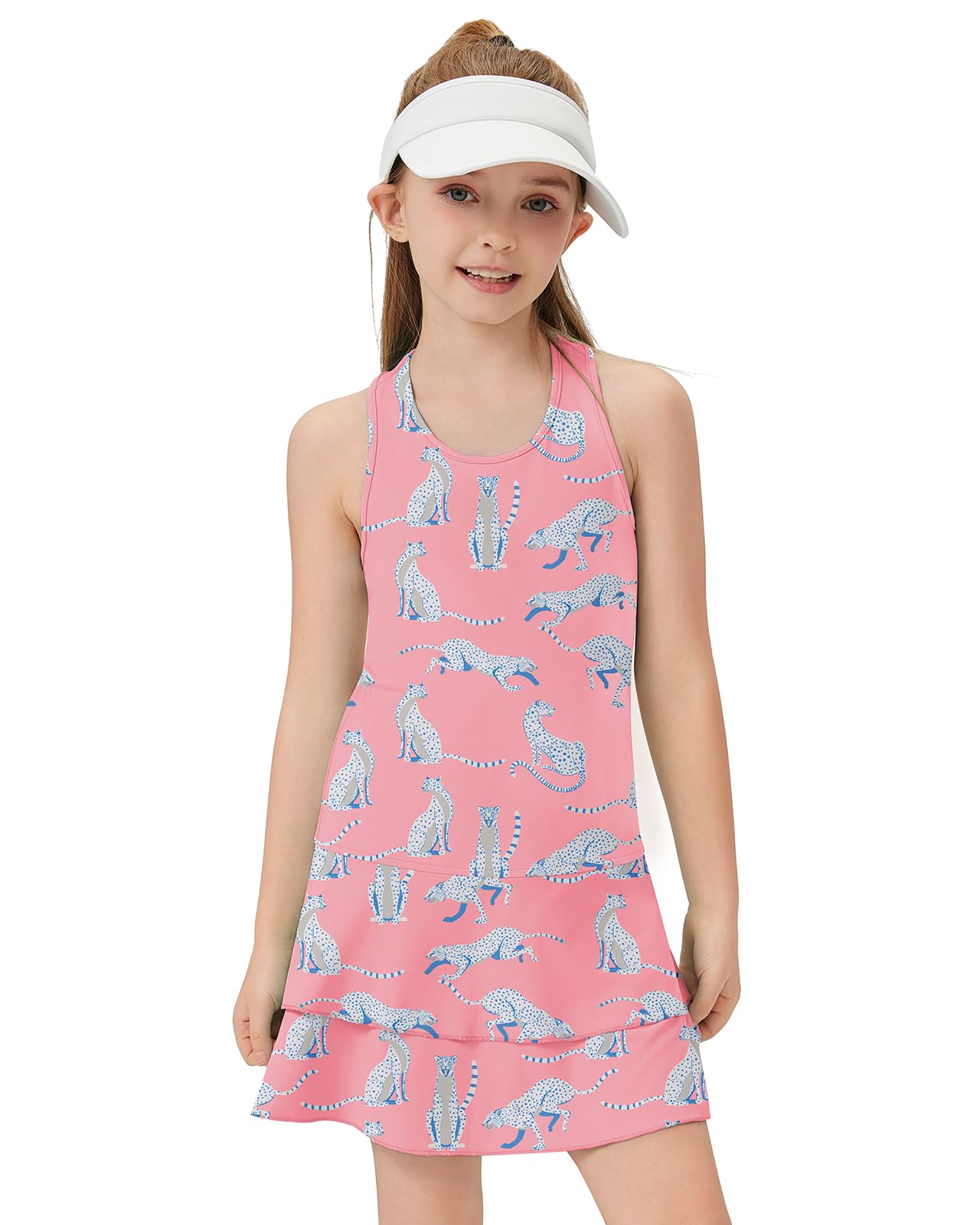 WOWENY Girls Tennis Dress Polo Sleeveless Golf Outfit Kids Workout Sets Athletic Dress with Shorts Pockets 4-14 Years